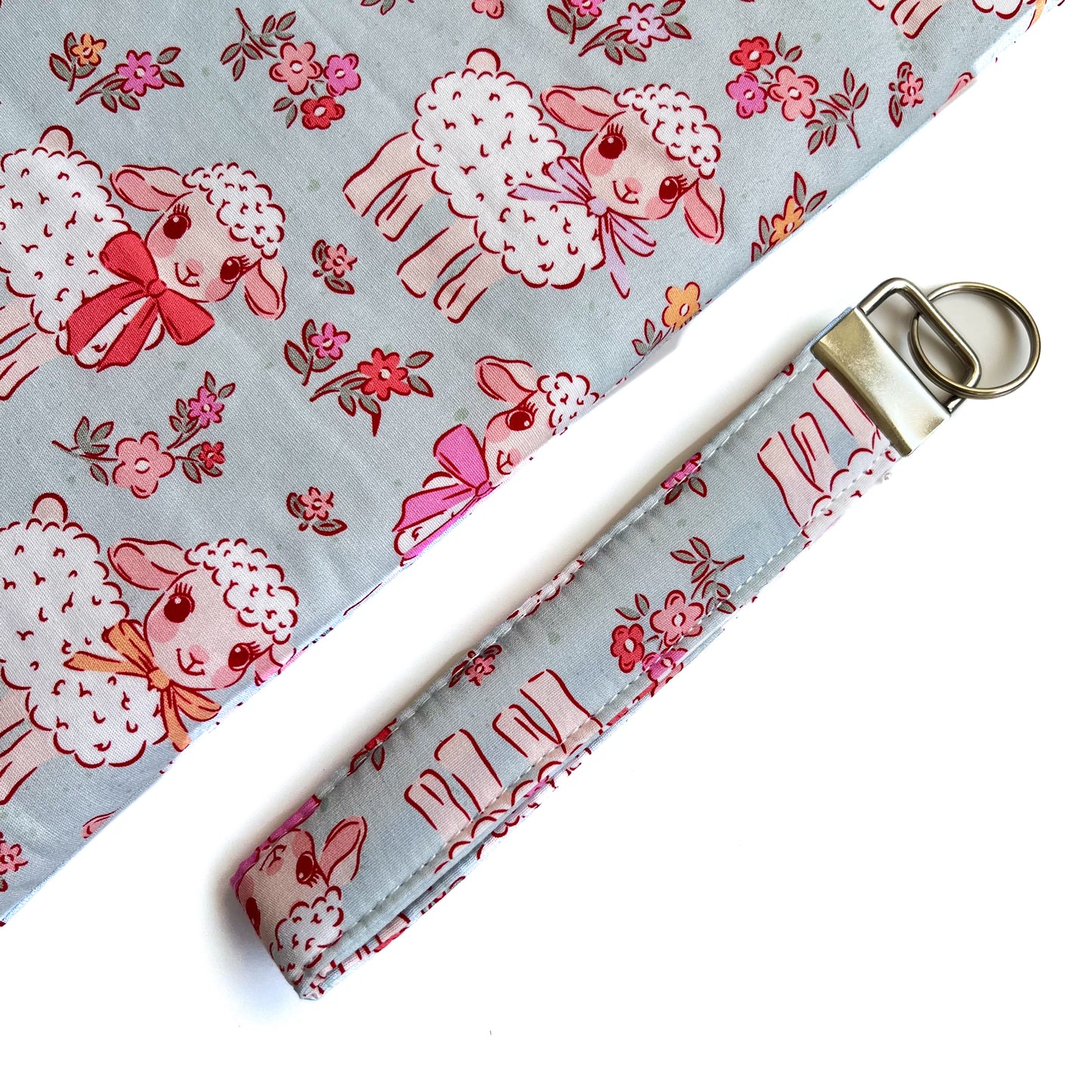 Spring Lamb Keychain Wristlet