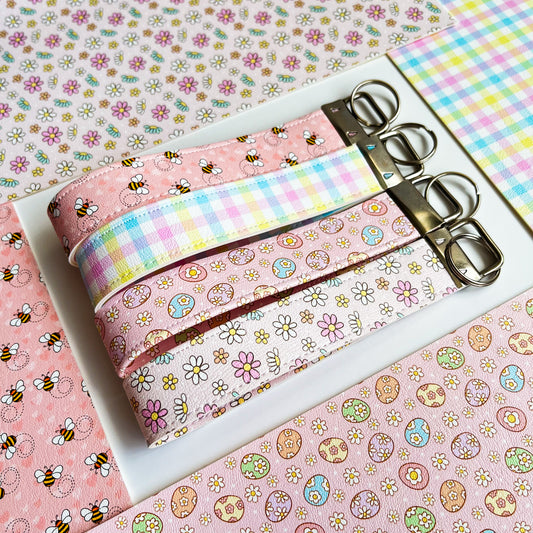 Spring Faux Leather Keychain Wristlets