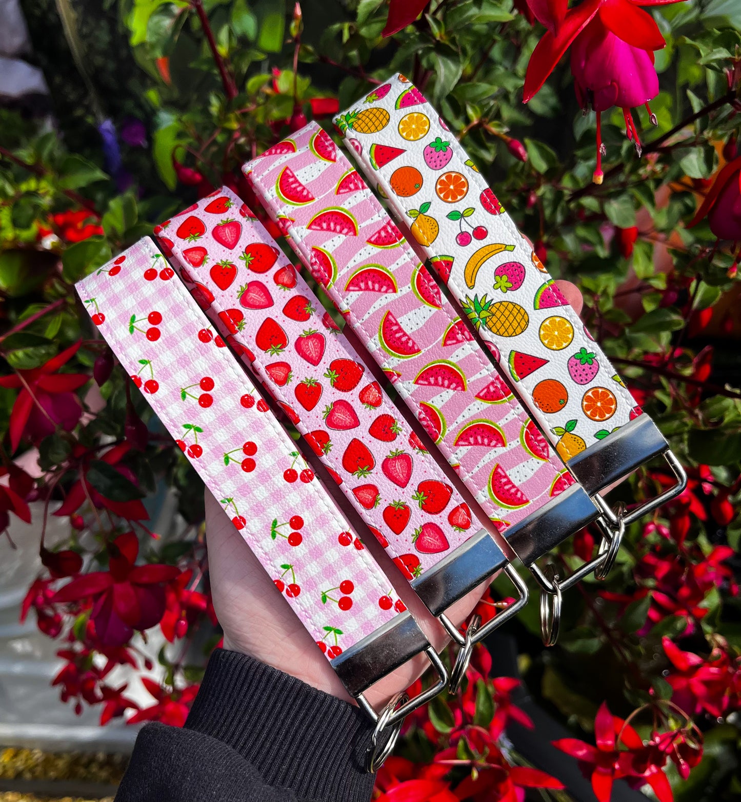 Summer Fruits Faux Leather Keychain Wristlets