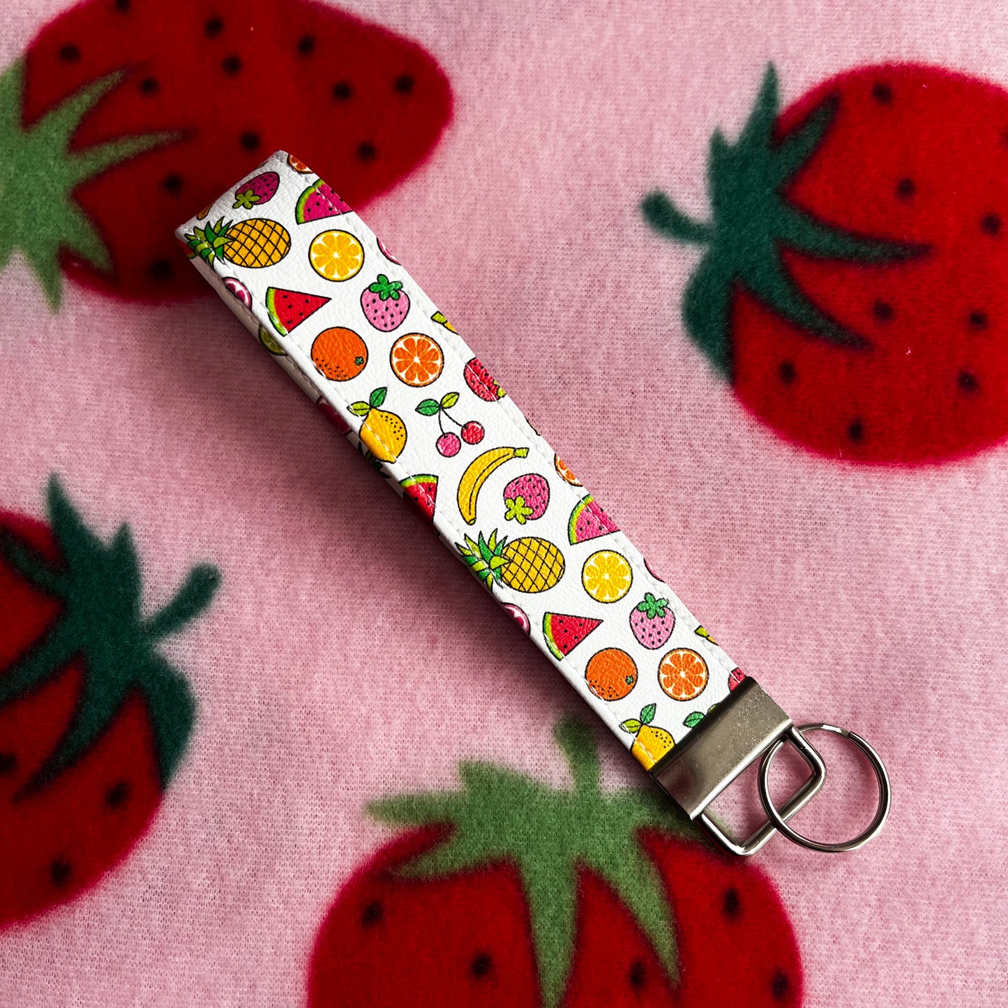 Summer Fruits Faux Leather Keychain Wristlets