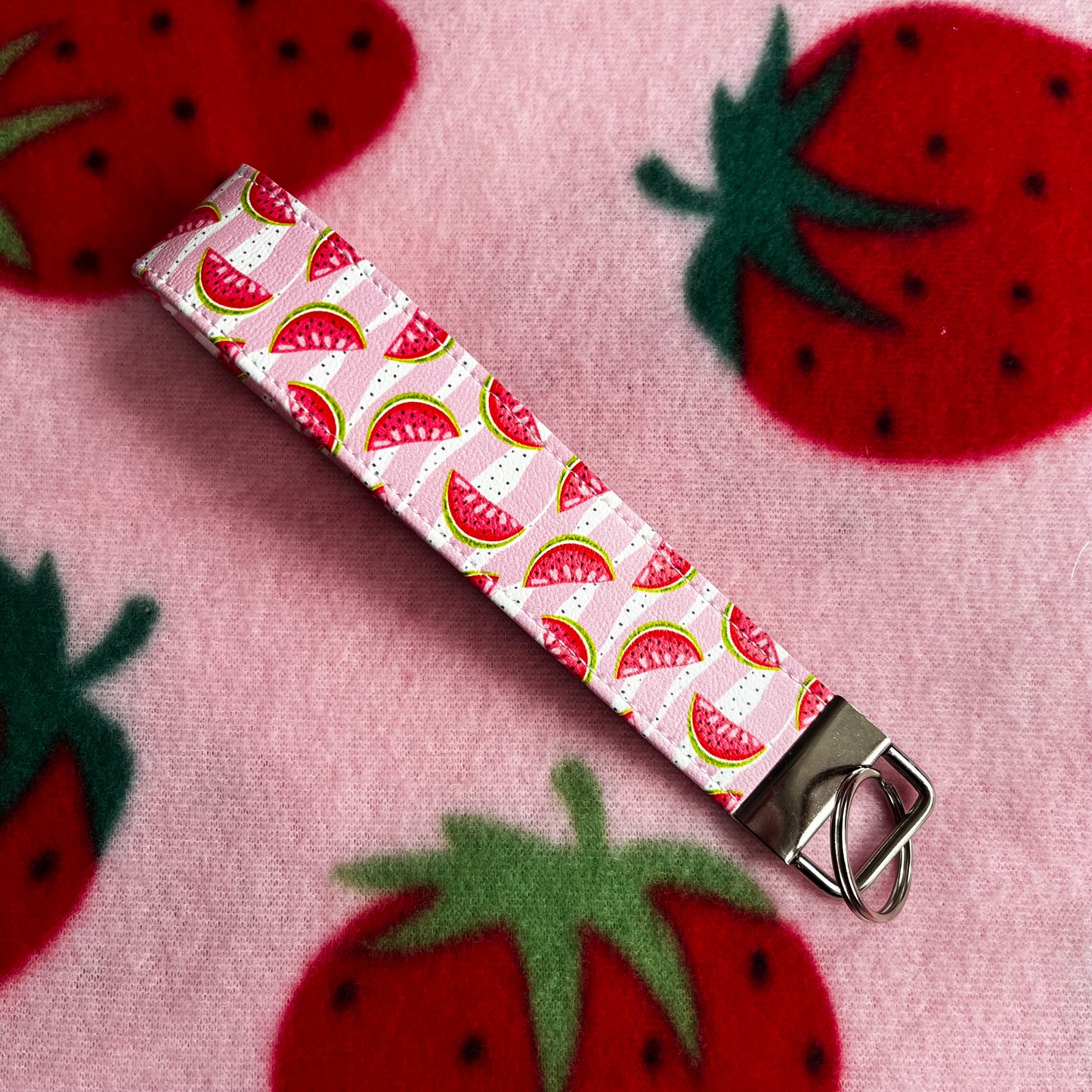 Summer Fruits Faux Leather Keychain Wristlets