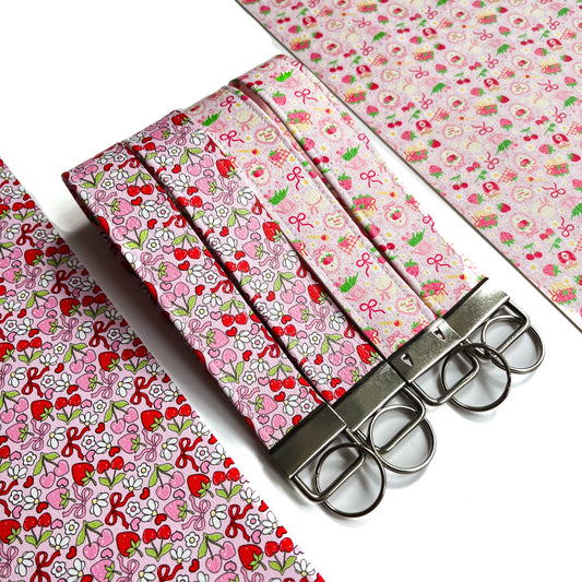 Strawberry Faux Leather Keychain Wristlets