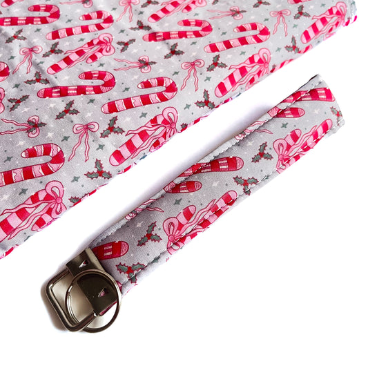 Mint Candy Cane Keychain Wristlet