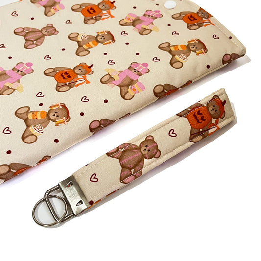 Teddy Bear Keychain Wristlet