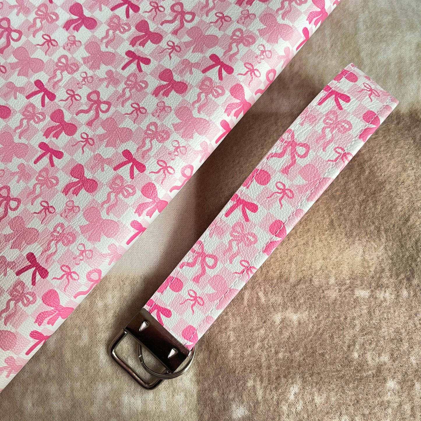 New Year Bows Faux Leather Keychain Wristlets