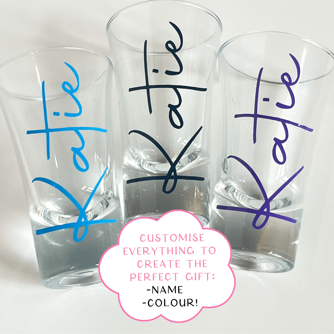 Personalised name shot glass.
