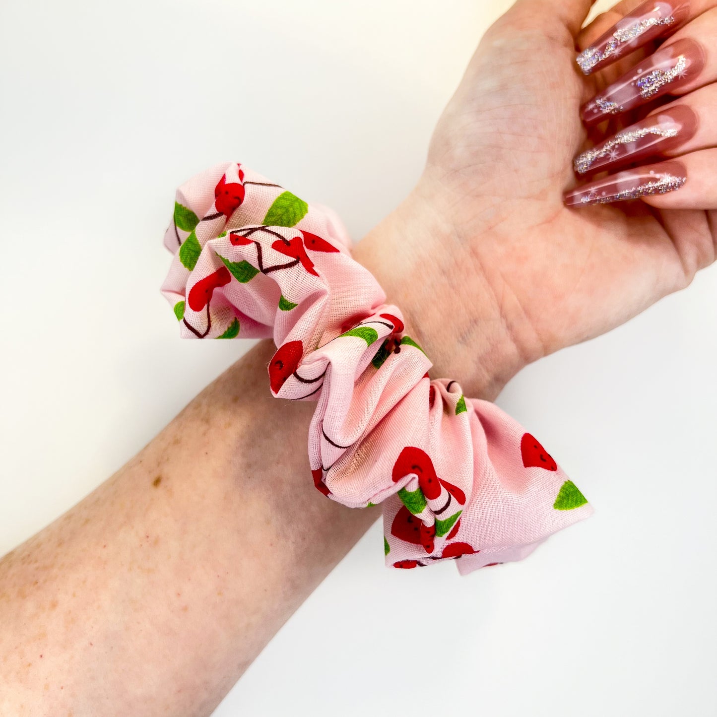 Pink Cherry Scrunchie